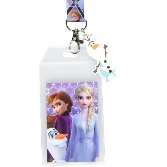 Disney Frozen Elsa and Anna Lanyard with ID Badge Holder and Rubber Olaf Charm image {1}