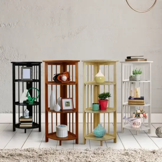 4 Shelf Corner Folding Bookcase - Flora Home image {4}