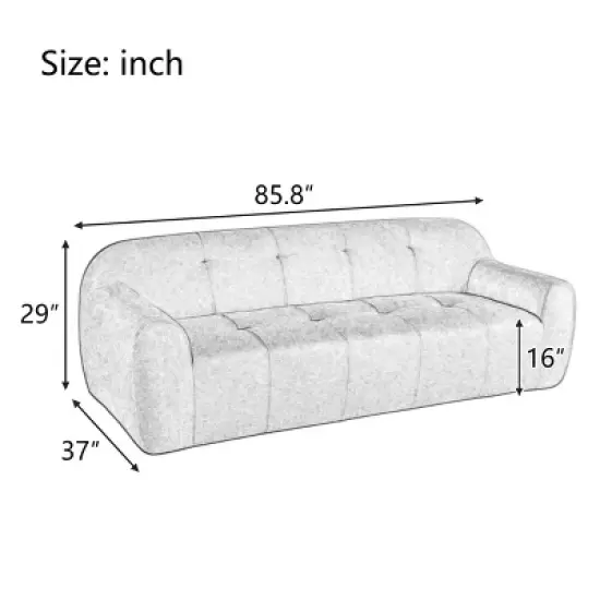 Modern 3 Seat Chenille Fabric Upholstered Sofa Couch,American Traditional Couch,85" Plush Lounge Sofa for Living Room Apartment-Cuddlewood image {3}