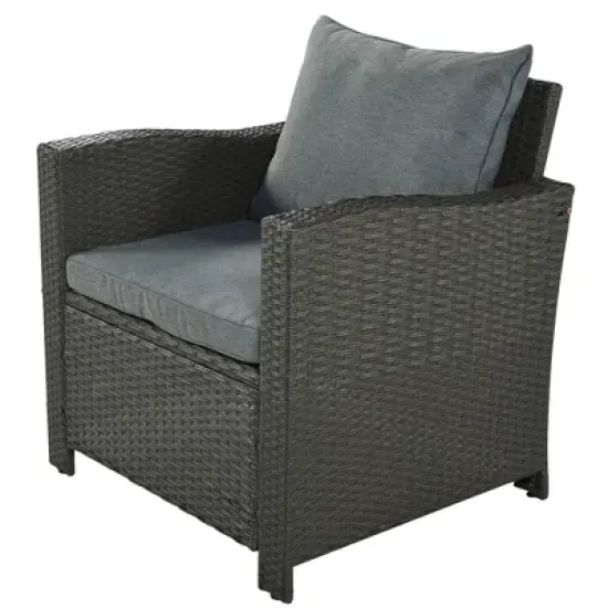 6pc Outdoor Set with Loveseats, Sofa, Chair, Bench & Coffee Table - Gray - GODEER image {8}