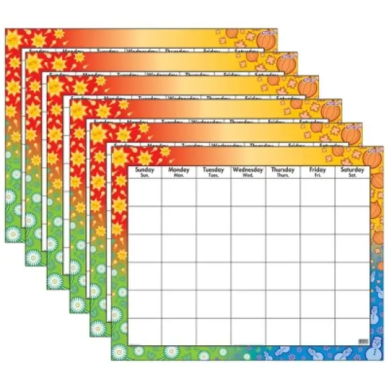 TREND Wipe-Off Calendar Chart, 22" x 28", Pack of 6 image {2}
