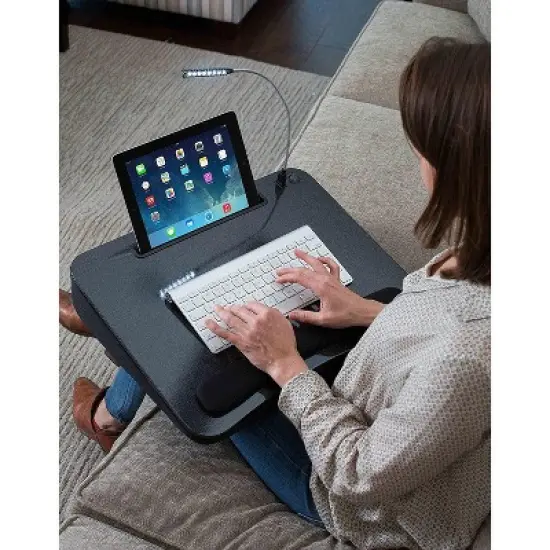 Sofia + Sam Lap Desk with USB Light and Tablet Slot - Black image {6}