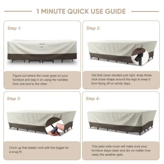 POCASSY Waterproof Outdoor Furniture Cover - 600D Oxford Patio Furniture Cover for  Furniture Set with Handle and Storage Bag image {6}