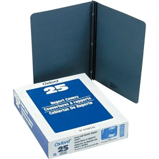 Oxford Report Cover 3 Fasteners Panel and Border Cover Dark Blue 25/Box 52538 image {1}