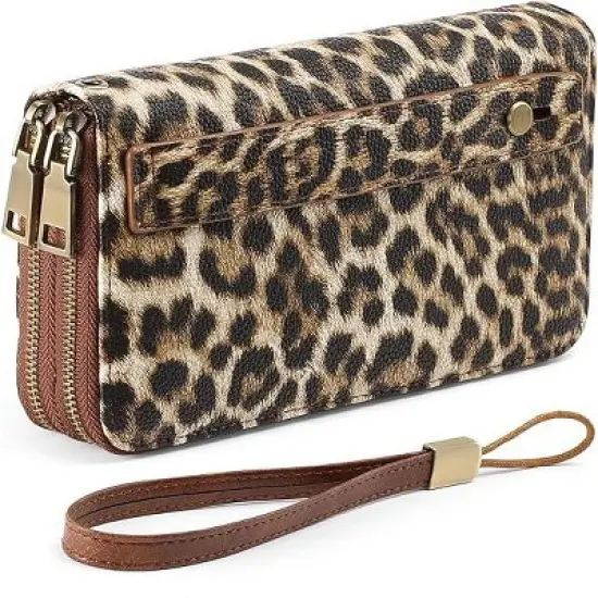 Ladies' clutch bag with anti-theft wrist strap,leather wallet,large-capacity credit card holder,handle-style carry strap image {3}