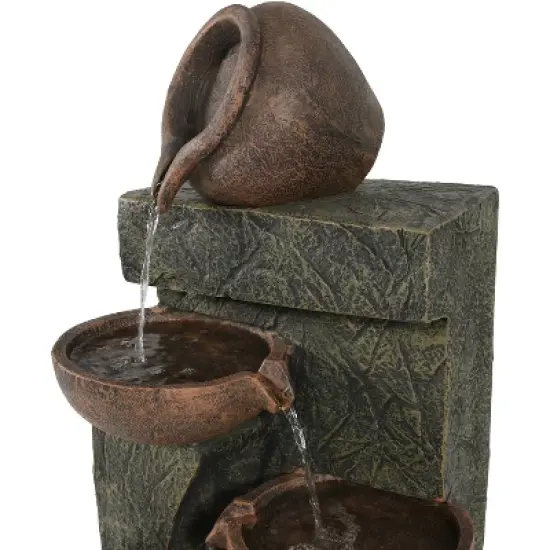 Sunnydaze 39"H Electric Polyresin and Fiberglass Cascading Earthenware Tiered Outdoor Water Fountain image {2}