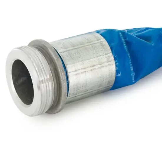 Apache 98138045 2" Diameter 50' Long Reinforced PVC Lay-Flat Discharge Pool Fuel Sump-Pump Hose with Aluminum Short-Shank Connections, Blue (2 Pack) image {3}