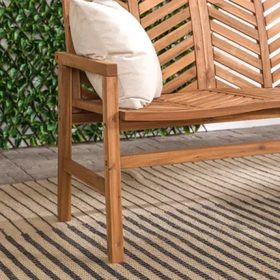 Slatted Chevron Acacia Wood Patio Loveseat &ndash; Saracina Home image {7}