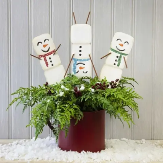Christmas Marshmallow Snowmen Set/3 Stake  -  Three Yard Decorations 29 Inches -  Ourdioor Indoor  -  C22026  -  Metal  -  White image {4}