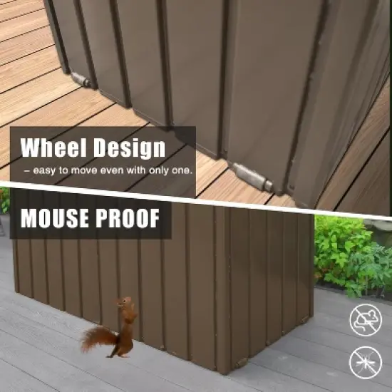 110-gallon lockable resin deck box, waterproof outdoor storage box, suitable for patio furniture,pool accessories, Brown, Blow molded image {4}