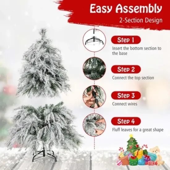 Costway 4.5/6/7 FT Pre-Lit Artificial Christmas Tree with 279/519/743 PVC & Pine Needles & PE Tips image {7}