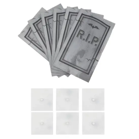 6ct Battery Operated Luminaria LED Kit with Timer: Outdoor & Indoor Novelty Path Lights, Halloween Decor, Gray image {3}