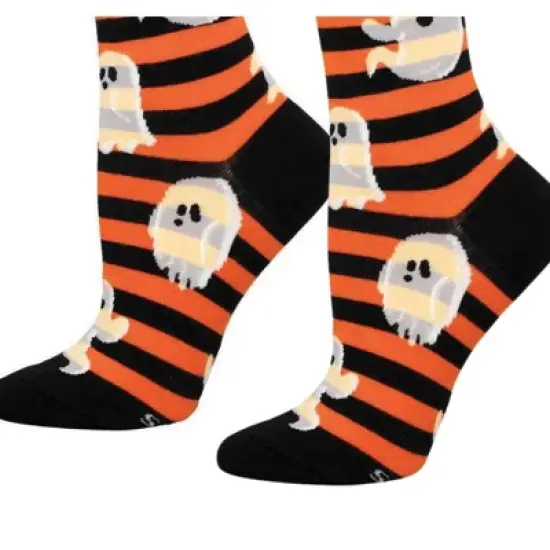 Socksmith 15.0 Inch Spooky Stripes Orange Halloween Socks (1 Pair) , Floating Ghosts Black (1PC) image {2}