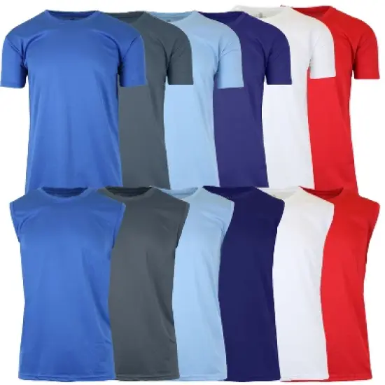 Galaxy By Harvic Men's Performance Moisture-Wicking Active Short Sleeve and Muscle Tees Set-4 Pack image {6}