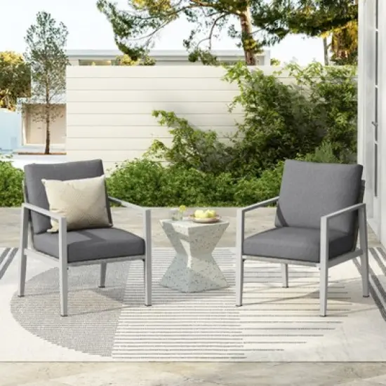 Christopher Knight Home Riley Outdoor Rope and Aluminum Upholstered Club Chair (Set of 2) image {1}