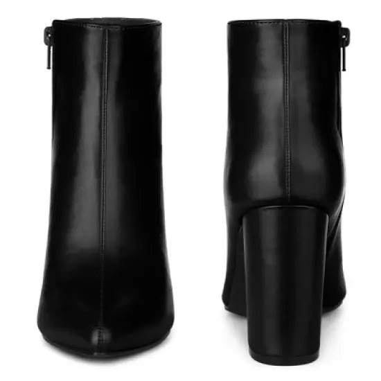 Perphy Women's Pointed Toe Side Zip Block Heeled Ankle Boots image {2}