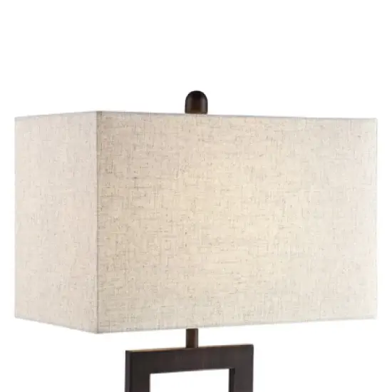 360 Lighting Todd Modern Table Lamp 30" Tall Bronze Rectangular with USB and AC Power Outlet in Base Oatmeal Fabric Shade for Living Room Office House image {6}