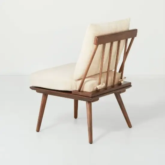 Spindle Back Accent Chair with Cushions Brown/Cream - Hearth & Hand&trade; with Magnolia image {2}