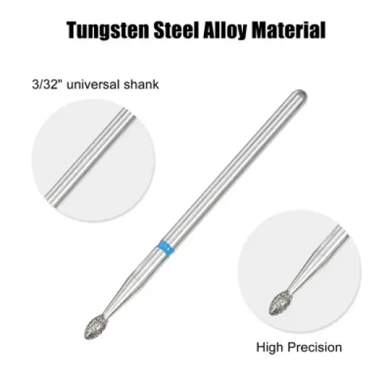 Unique Bargains Emery Nail Drill Bits Set for Acrylic Nails 3/32 Inch Nail Art Tools 40mm Length Colorful 7 Pcs image {2}