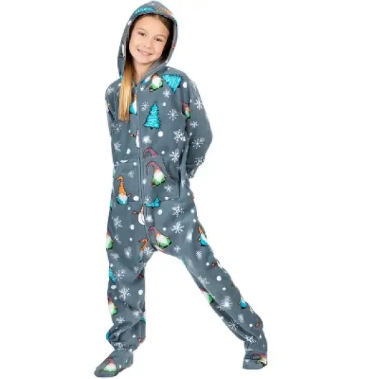 Footed Pajamas - Merry Gnomes Kids Hoodie Fleece Onesie image {1}