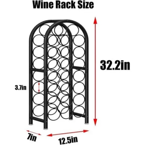 Itopfox Freestanding Floor Wine Rack - Metal Holder Stand Organizer for 23 Bottles, Black, Space-saving Design image {2}
