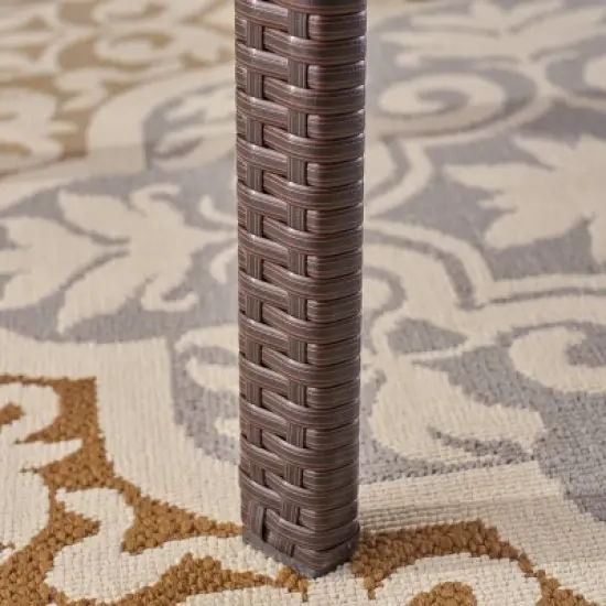 Baldwin 5pc Acacia Wood & Wicker Dining Set - Teak/Brown/Cream - Christopher Knight Home image {2}