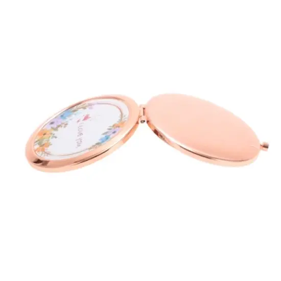 Unique Bargains Round Makeup Mirror Rose Gold Tone 1 Pc image {4}