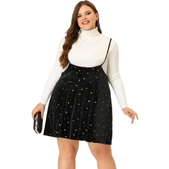 Agnes Orinda Women's Plus Size Velvet High-Rise Star Versatile Flared Skater Skirt image {2}