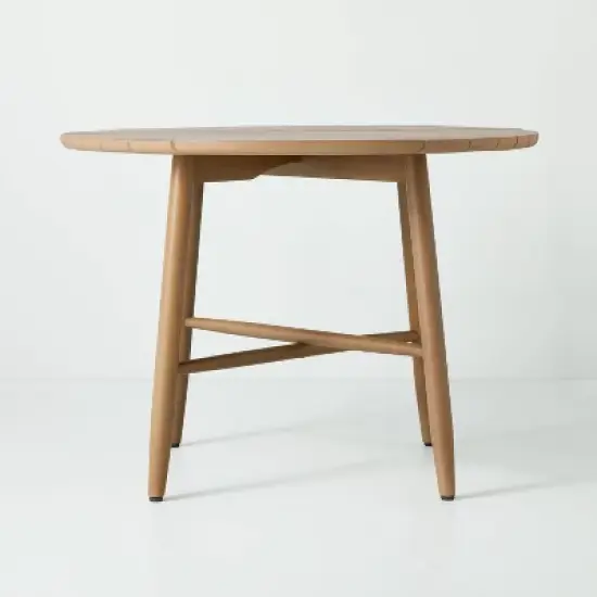 Slat Wood Outdoor Round Dining Table - Natural - Hearth & Hand&trade; with Magnolia image {2}