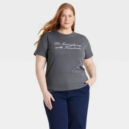 Women's Do Everything with Kindness Short Sleeve Graphic T-Shirt - Gray image {4}