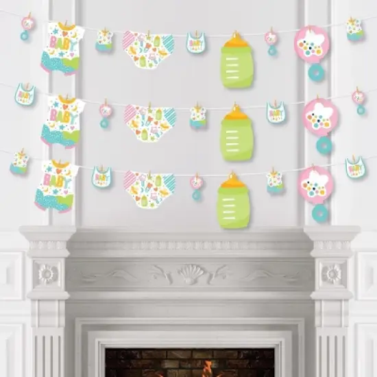 Big Dot of Happiness Colorful Baby Shower - Gender Neutral Party DIY Decorations - Clothespin Garland Banner - 44 Pieces image {2}