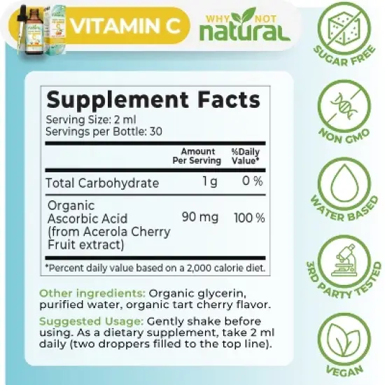 Why Not Natural Organic Liquid Vitamin C Drops Supplement image {4}