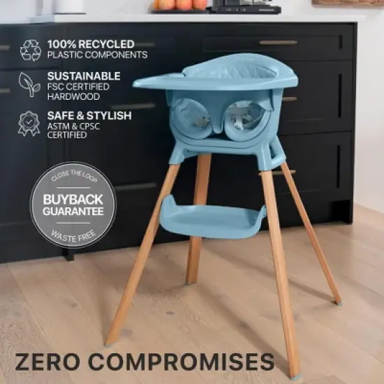 Evrloop 3-in-1 High Chair - Sustainable Design that Grows with Your Child - Nantucket Blue image {1}