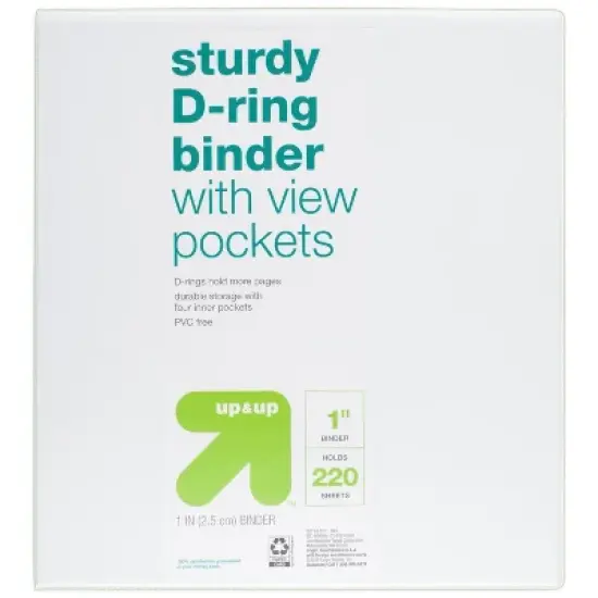 6pk 1" D Ring Binder White - up & up&trade; image {2}