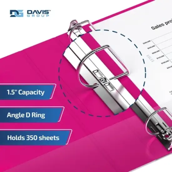 Davis Group 6pk 1.5" Premium Economy Angled D-Ring Binder Pink image {2}