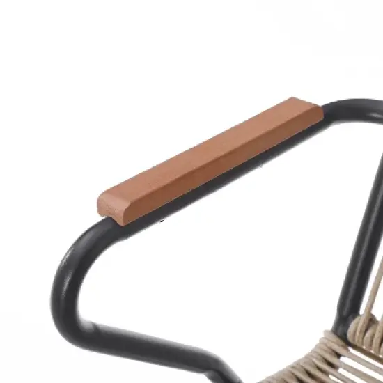 Christopher Knight Home Brook Modern Outdoor Iron and Rope Weave Club Chairs (Set of 2) image {8}