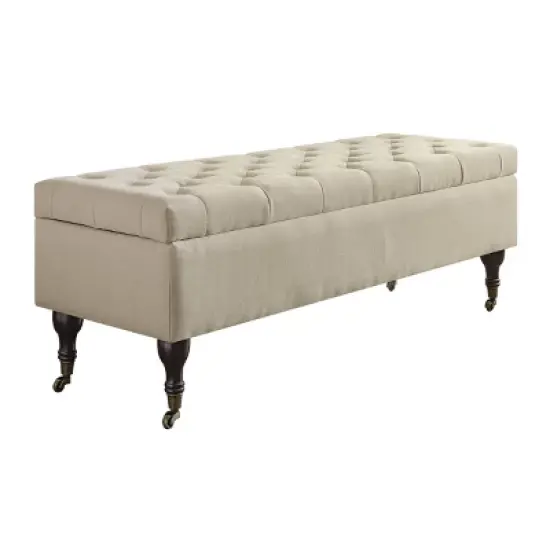 Collette Tufted Bench with Storage Butter Cream - Adore Decor image {3}