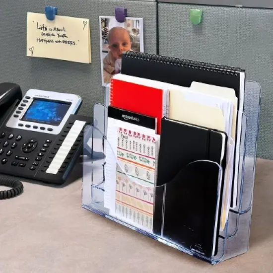 Azar Displays Three Tier File and Brochure Desktop Wall Organizer Holder with Dividers image {9}