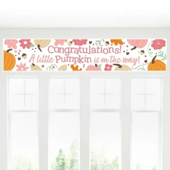 Big Dot of Happiness Girl Little Pumpkin - Fall Baby Shower Decorations Party Banner image {3}