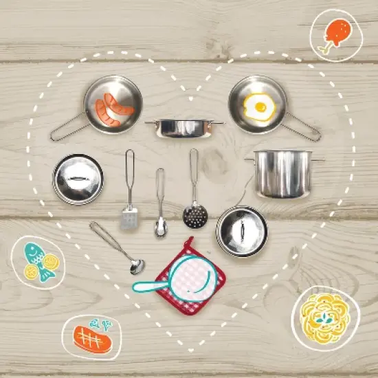 Teamson Kids Play Cooking Accessory Set Steel 11 pcs Frankfurt TK-M00001 image {4}