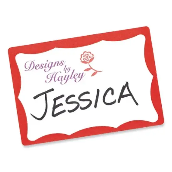 Avery Printable Adhesive Name Badges, 3.38 x 2.33, Red Border, 100/Pack image {1}