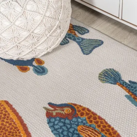 Algarve Modern Fish High-Low Indoor/Outdoor Area Rug - JONATHAN Y image {2}
