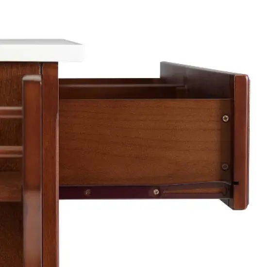 Lafayette Granite White Top Full Size Kitchen Island/Cart Mahogany - Crosley image {7}