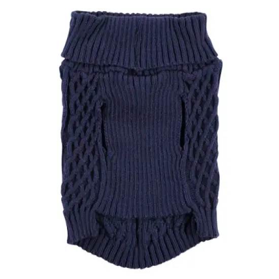 Luvable Friends Dogs and Cats Cableknit Pet Sweater, Navy image {3}