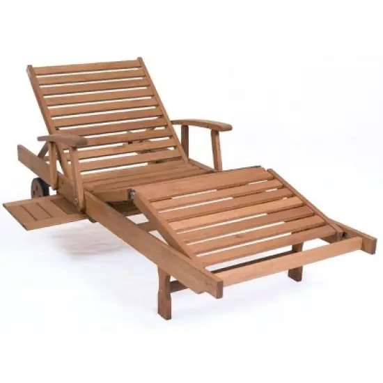 Amazonia Fiji Eucalyptus Wood Outdoor Patio Chaise Lounge Brown: All-Weather, UV-Resistant image {9}