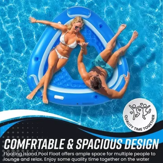Zone Tech Inflatable Floating Island Pool Float &ndash; Comfortable Relaxation Inflatable Floating Lake Pool Lounger Raft Water Float for River and Beach image {6}