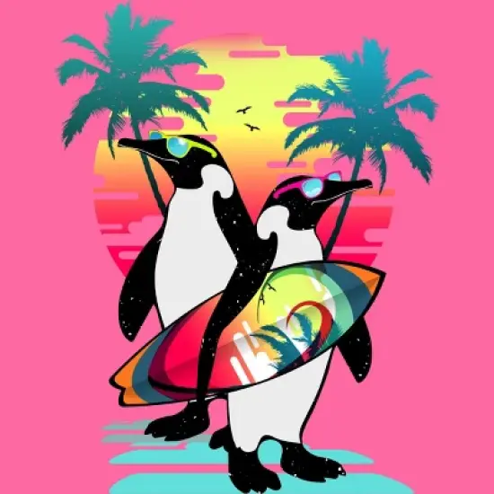 Women's Design By Humans Penguin Summer Vacation By clingcling Racerback Tank Top image {1}