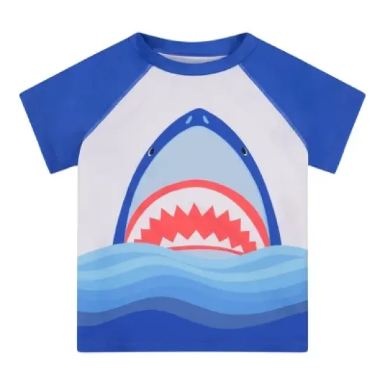 Andy & Evan Kids Boys 2-Piece Rashguard Swim Set White, Size 6 image {3}