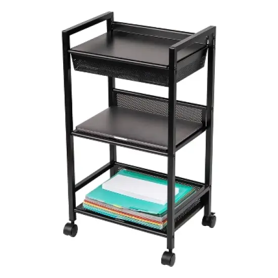 Mind Reader 3-Tier Cart with Covered Compartment Storage Metal image {6}
