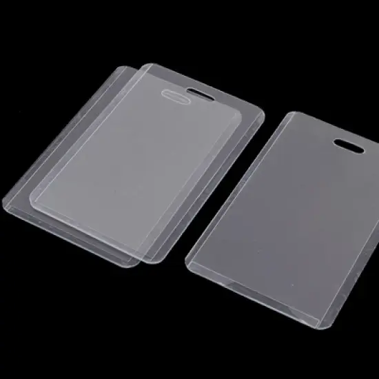 Unique Bargains Business Badge Vertical Plastic ID Card Holders Clear 3 Pcs image {1}